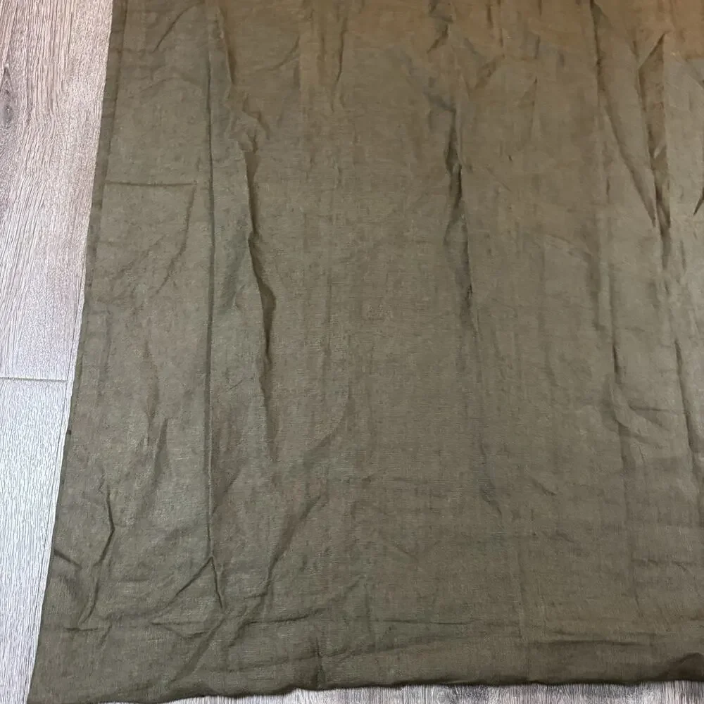 Single Ethan Allen Brown Linen Rod Curtain Lined 50x98, Excellent